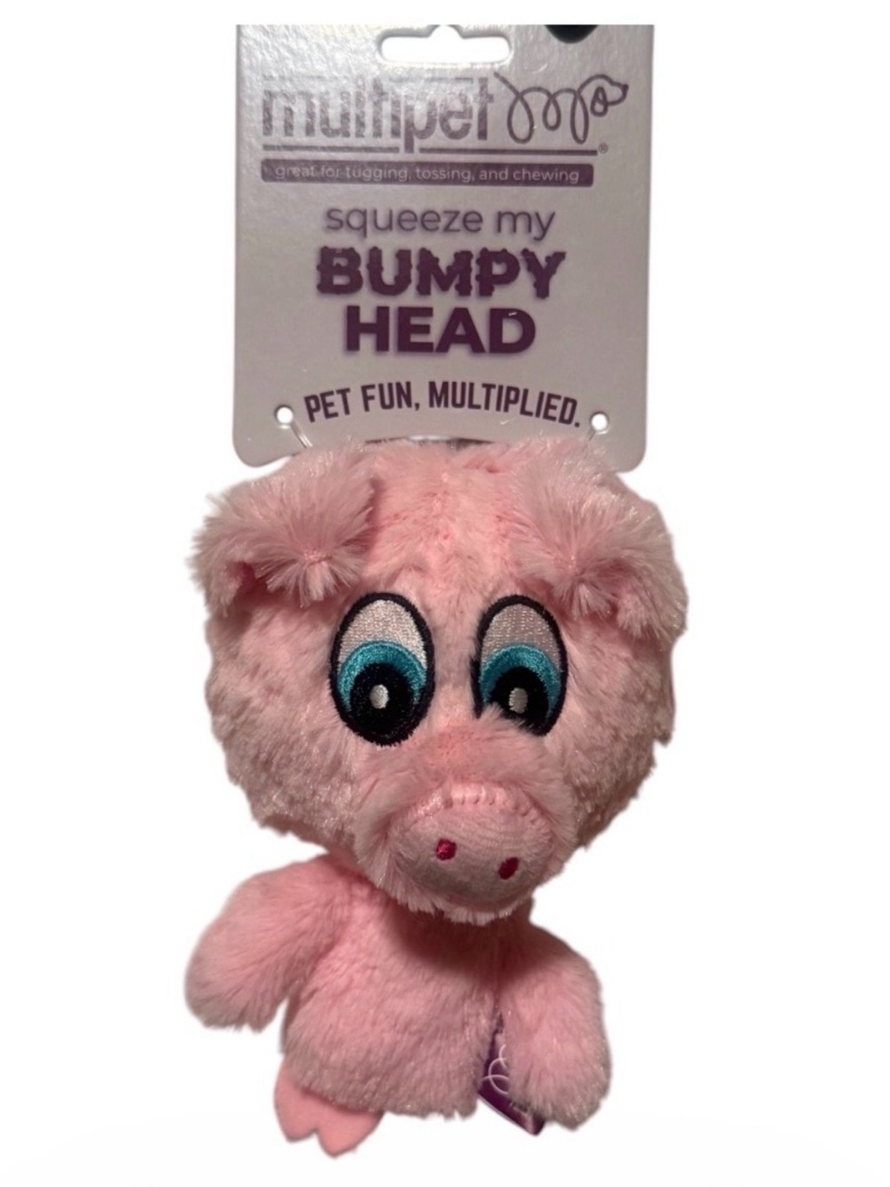 Multipet Pink Plush Squeeze My Bumpy Head Pig Toy NWT